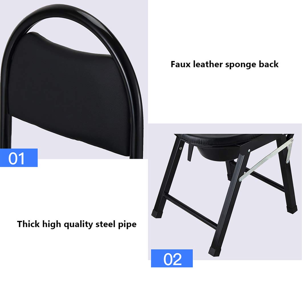 Heavy-Duty Folding Commode Chair with Seat - Portable Steel Toilet Stool for Elderly, Seniors & Handicapped Adults - Lightweight Medical Bathroom Aid for Home & Hospital Use