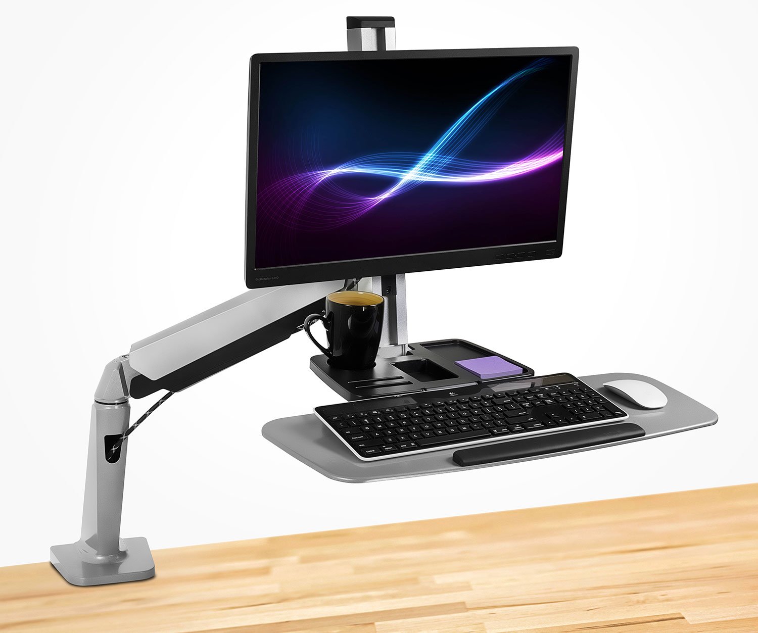 Mount-It! Adjustable Standing Desk Converter for Single Monitor & Keyboard - Ergonomic Sit-Stand Workstation with Monitor Mount & Keyboard Tray - Perfect for Home Office, Gaming Setup & Workspace Productivity