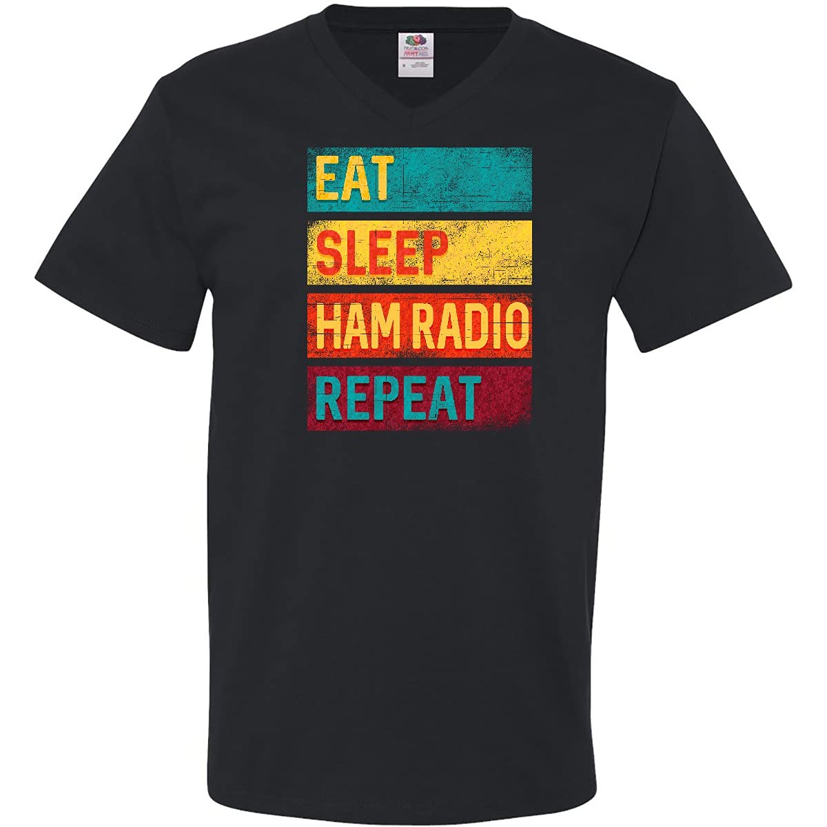 Eat Sleep Ham Radio Repeat Men's V-Neck T-Shirt - Funny Amateur Radio Enthusiast Gift for Men - Perfect for Radio Operators, Hobbyists & Tech Lovers