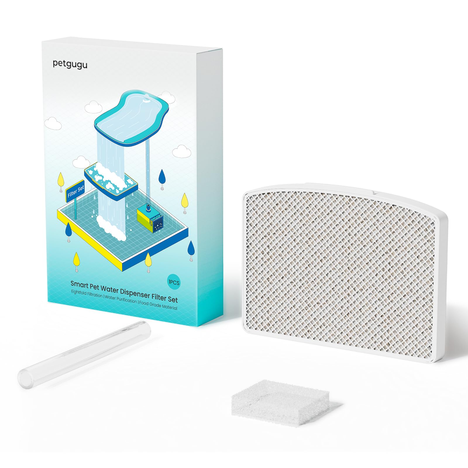 PF1/PF1L Cat Water Fountain Replacement Filters - 3 Pack Automatic Pet Water Dispenser Filter Set for Fresh Clean Water - Perfect for Home, Office, or Travel Use with Cats & Small Dogs