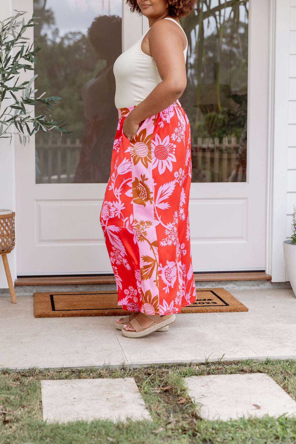 Noah Panel Pant in Pink Thistle - Stylish Women's High Waisted Trousers for Work, Office & Casual Wear
