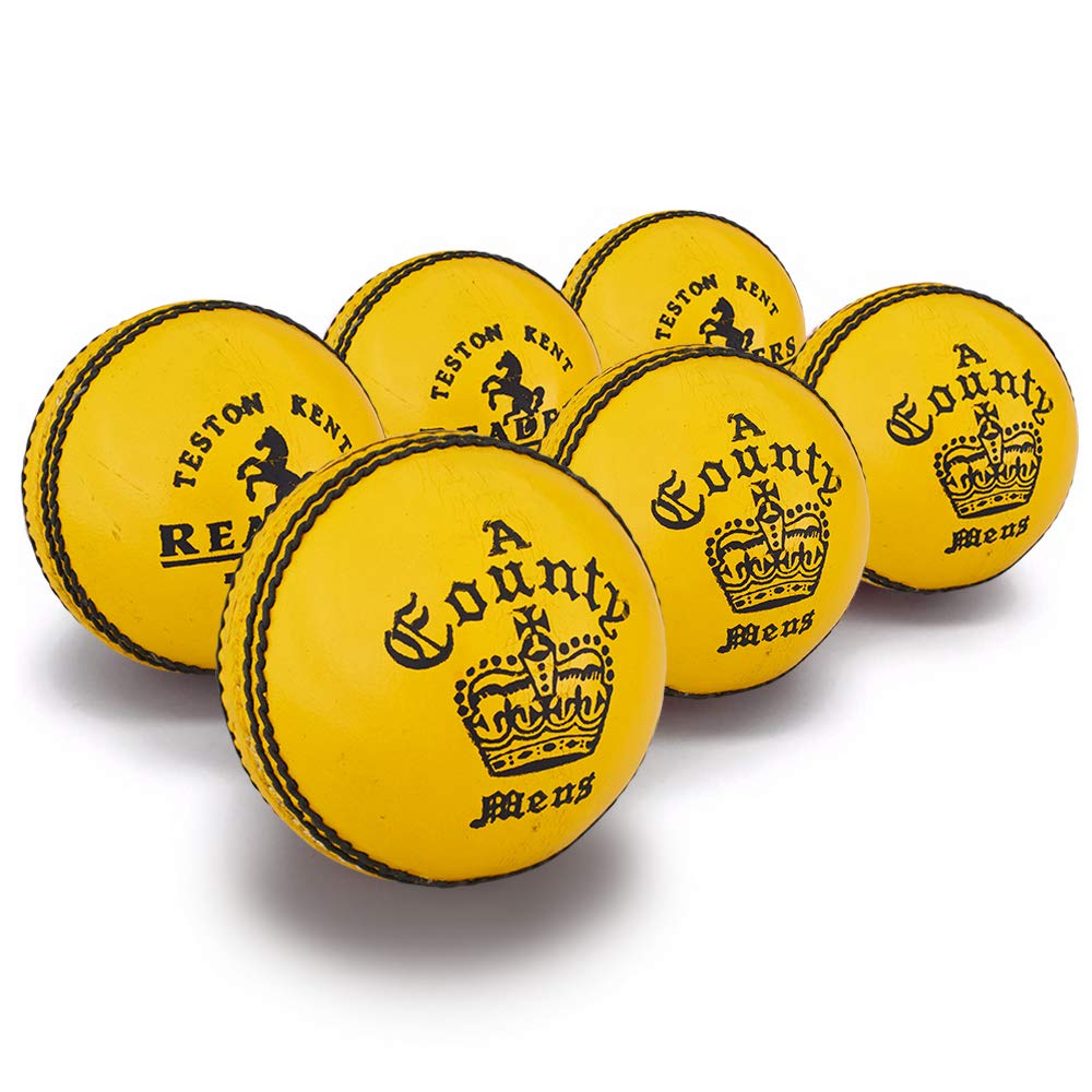 Premium Unisex Cricket Balls - 5.5oz Official Match Grade (Pack of 6) - Vibrant Yellow for Enhanced Visibility - Perfect for Club Matches, Practice Sessions & Competitive Play