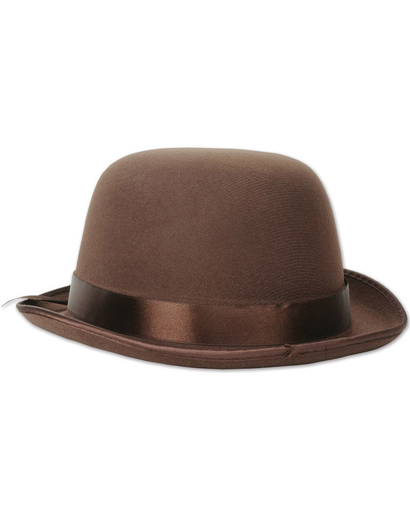 Vintage 20s Brown Bowler Hat for Men - Classic Retro Fedora Style Hat for Costume Parties, Cosplay & Steampunk Fashion