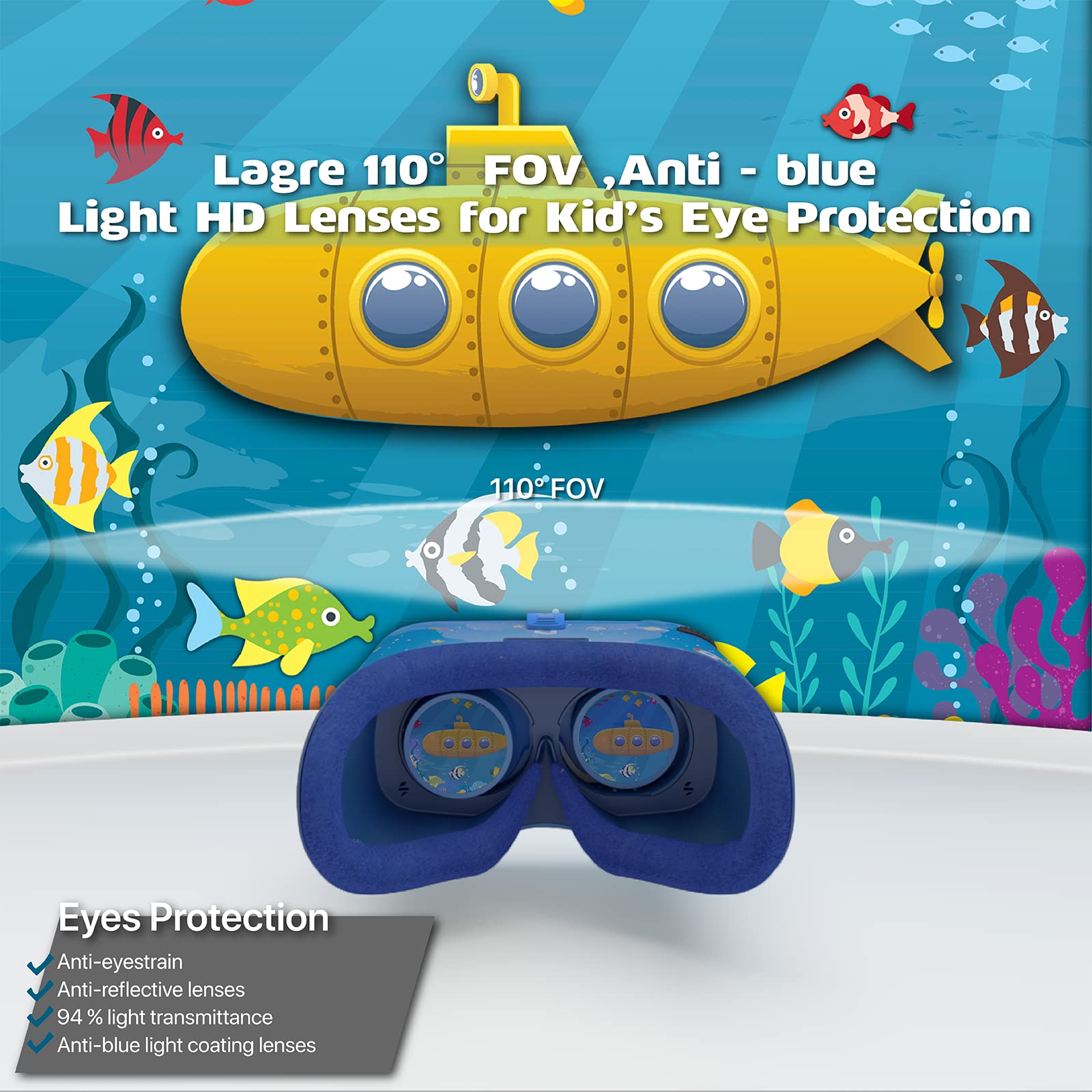 DESTEK VR Dream Headset for Kids - 110° FOV HD Virtual Reality Glasses with Anti-Blue Light Eye Protection | Perfect Gift for Exploring Virtual Worlds | Great for Educational Games, Travel Entertainment & Family Movie Nights