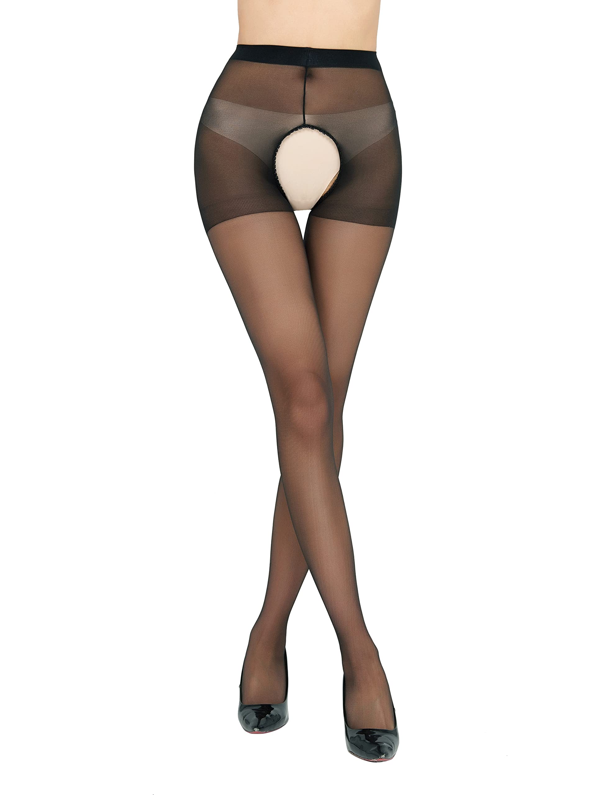 KLONKEE Women's Sexy Thigh High Stockings - 12 Denier Sheer Silky Pantyhose with Control Top | Perfect for Date Night, Office Wear & Special Occasions