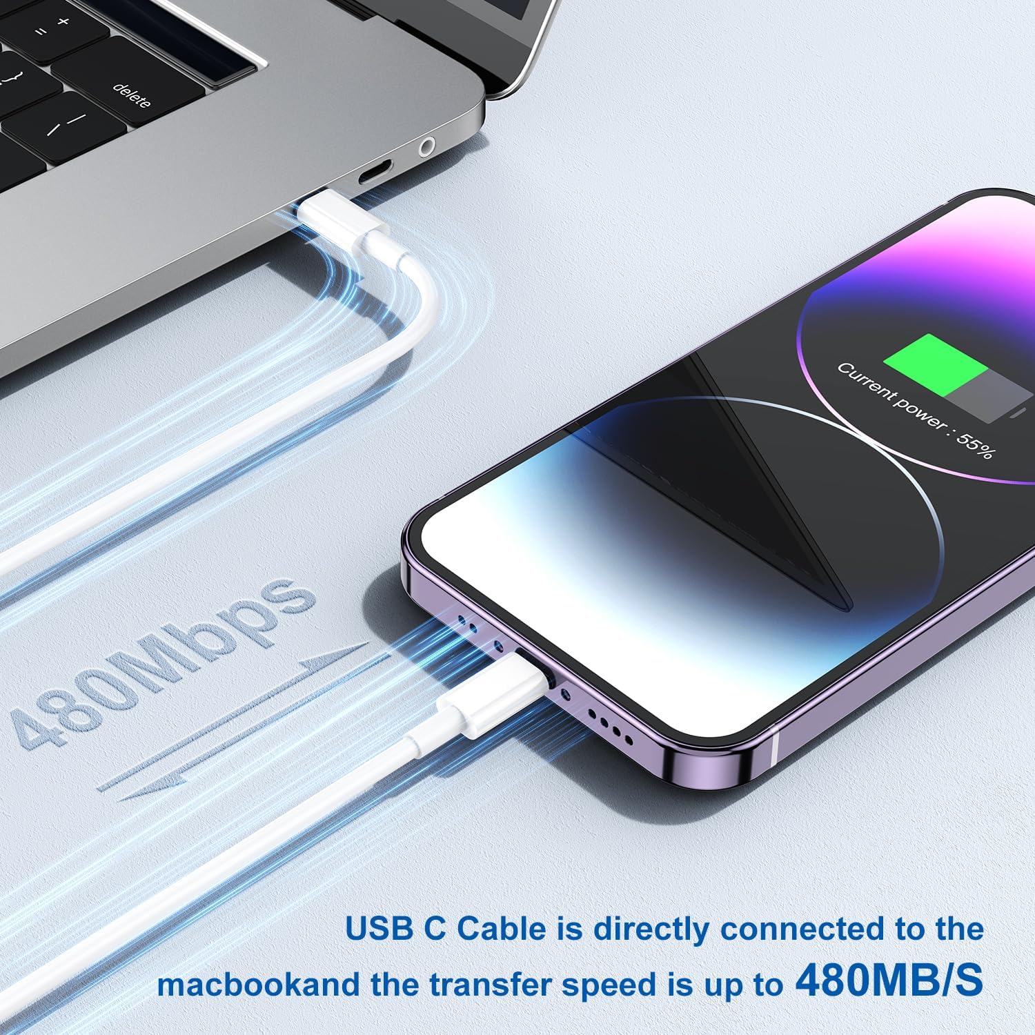 Apple Certified 10ft USB C to Lightning Fast Charging Cable - Compatible with iPhone 14 Pro Max/14 Pro/13/12/11/X/8/7/6/5S & iPad - Durable Long Charger Wire for Home, Office & Travel