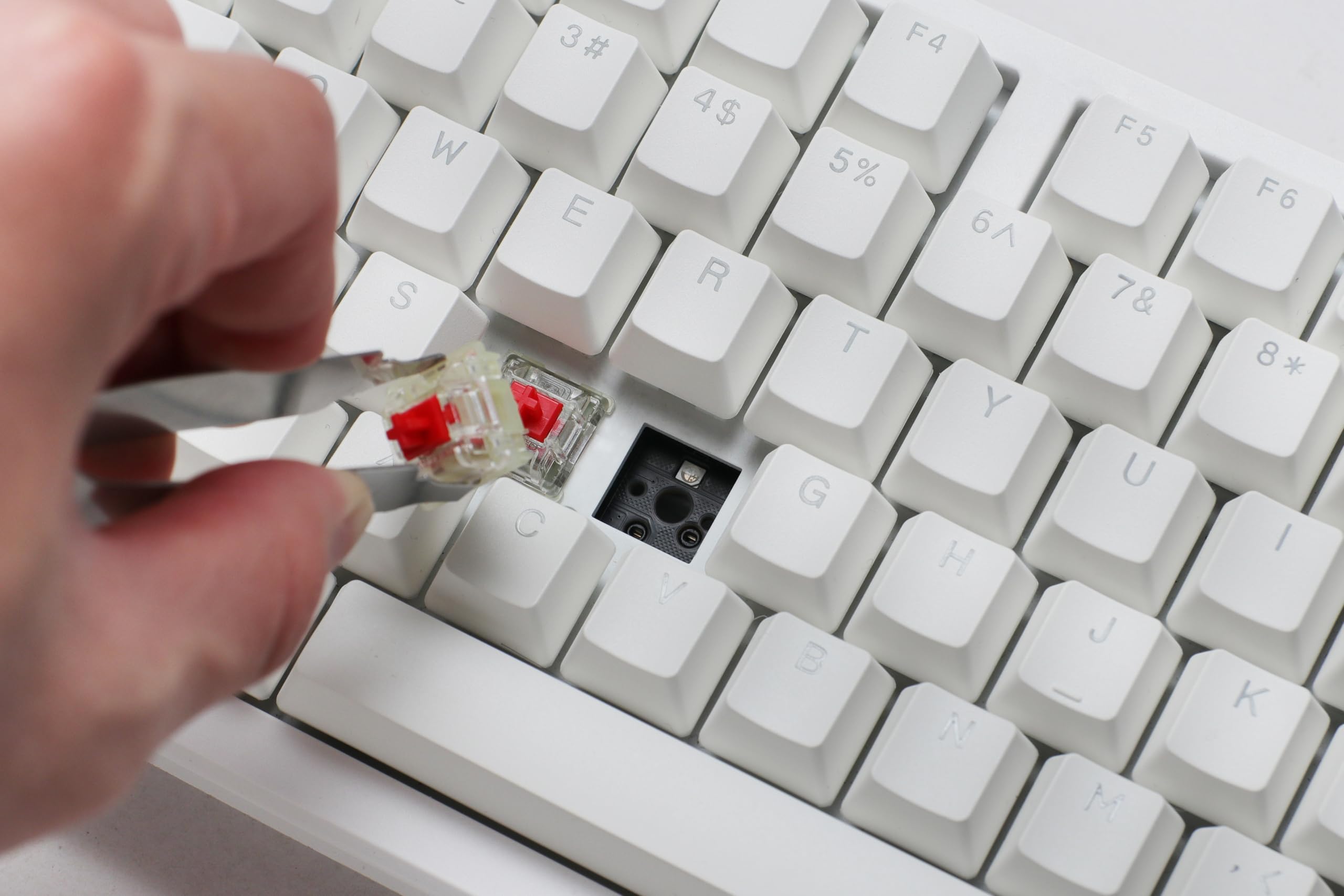 Ducky Zero 6108 Pure White Hotswap Bluetooth RGB Mechanical Keyboard with Cherry MX2A Brown Switches - Wireless Gaming Keyboard for PC, Mac, Typing & Office Work