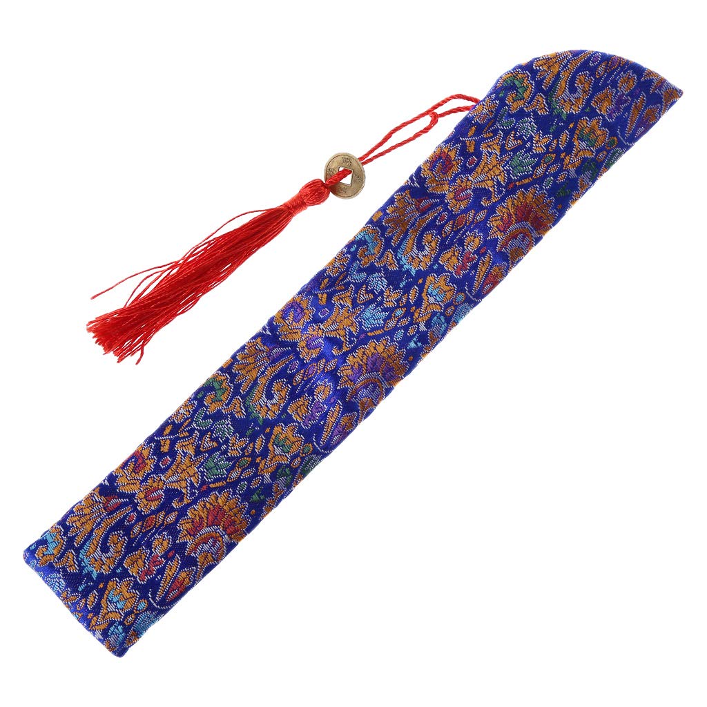 Youngy Folding Fan Pouch - Elegant Silk Chinese Hand Fan Bag with Tassel, Dustproof Protector Case for Vintage Folding Fans - Royal Blue | Perfect for Cosplay, Wedding Accessories & Home Décor