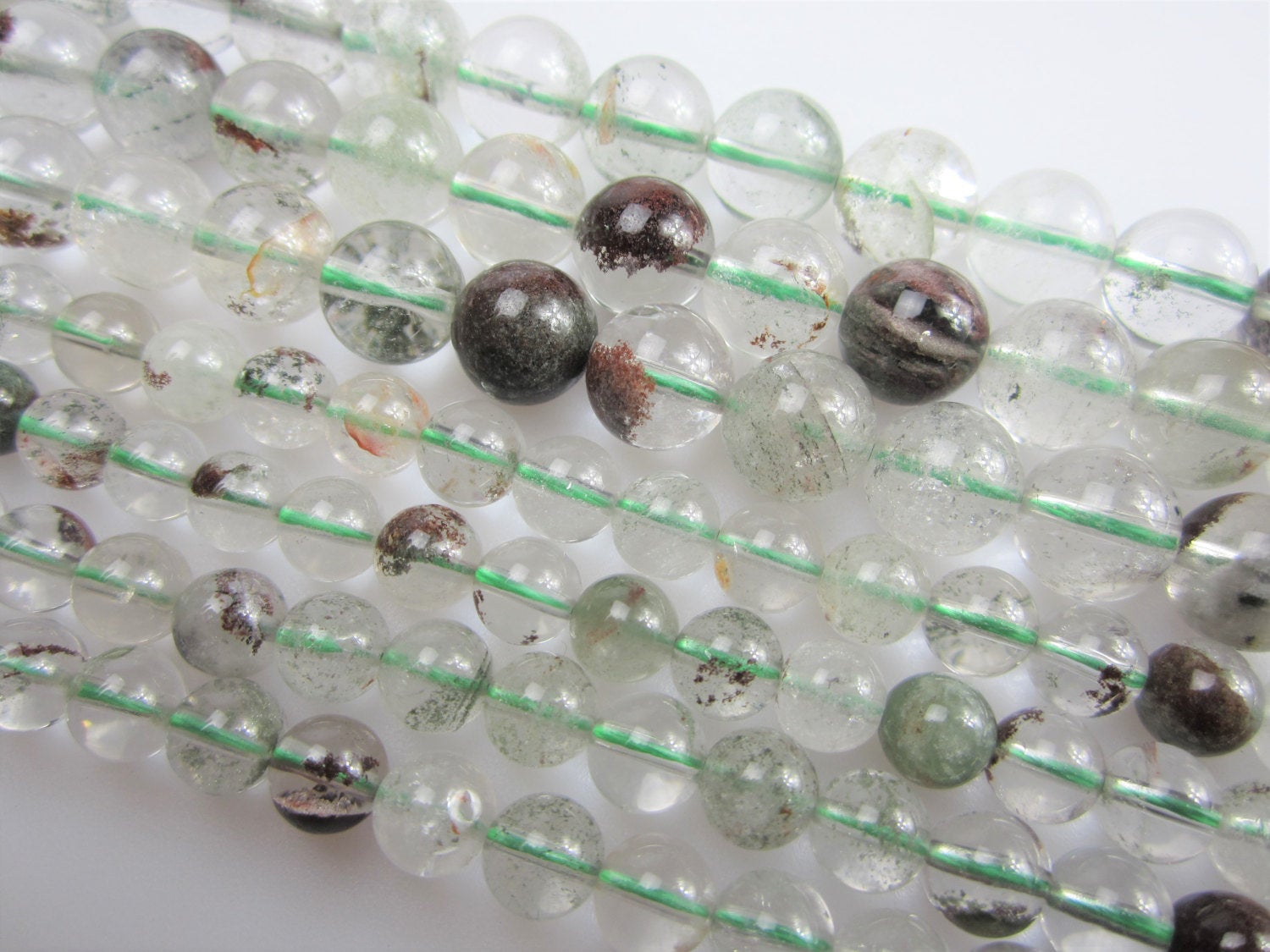 Garden Quartz Smooth Round Beads - 4mm 7mm 9mm 10mm 12mm 15.5mm Strand for Jewelry Making, DIY Crafts & Healing Crystal Bracelets