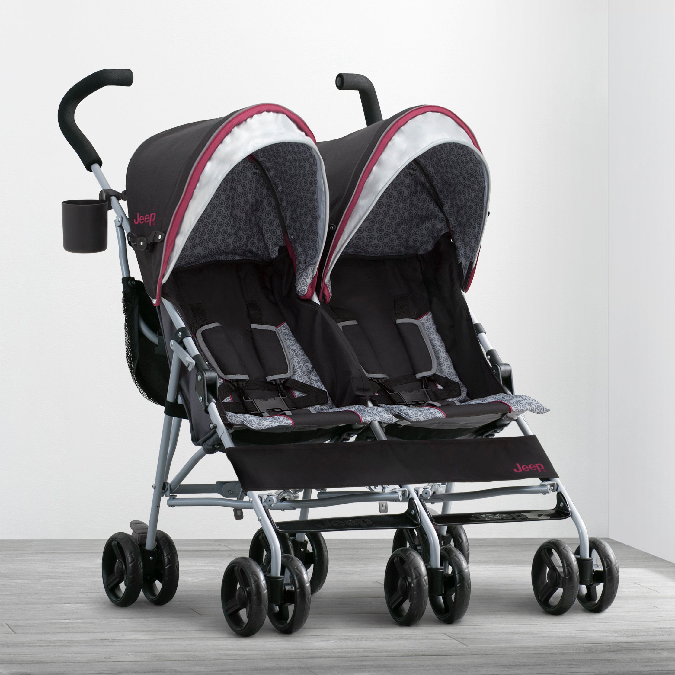 Jeep® Scout Double Stroller - Lightweight & Durable Side-by-Side Baby Stroller for Twins - Perfect for Shopping, Travel & Outdoor Adventures