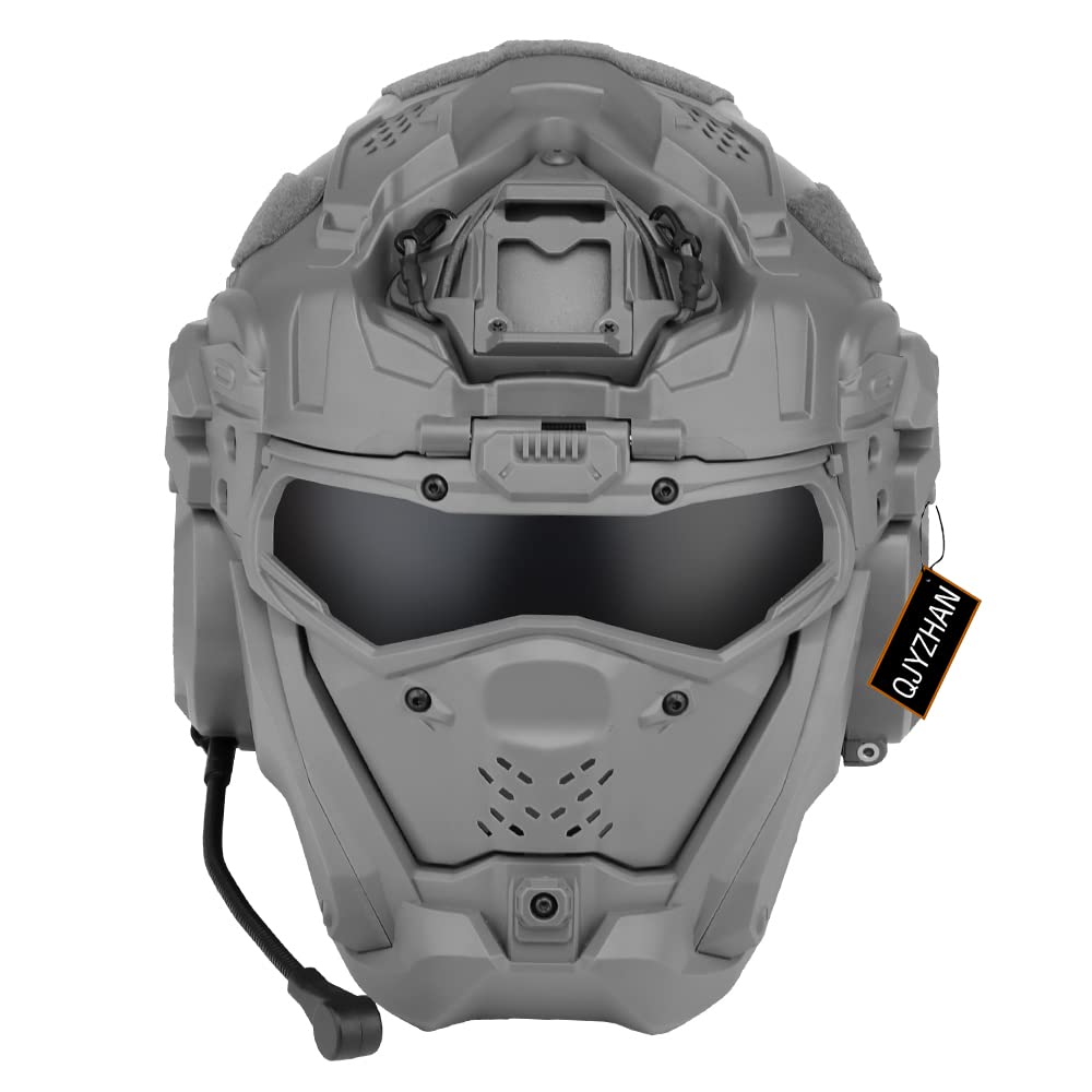 Tactical Airsoft Helmet with Built-in Detachable Headset, Anti-Fog Fan & Sliding Goggles - All-in-One Design for Paintball, CS Cosplay, Military Simulation & Outdoor Airsoft Games