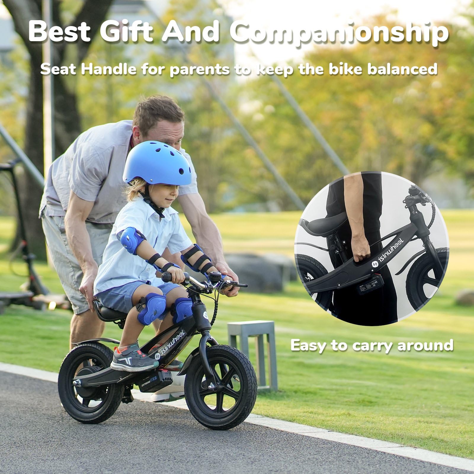 **Isinwheel 2-in-1 Electric Bike for Kids Ages 2-6 | 150W/250W Power, Swappable Battery, 12/14 Inch Inflatable Tires & Adjustable Seat | Electric Balance Bike & Motorcycle for Boys & Girls | Perfect for Backyard Rides, Parks & Neighborhood Adventures**