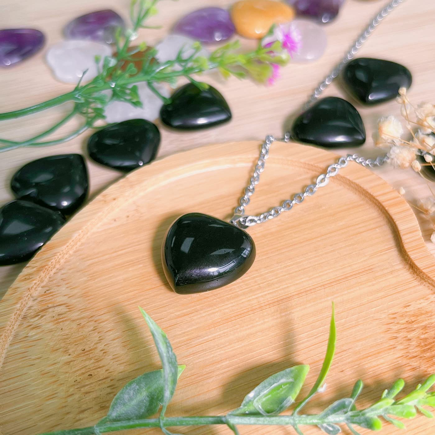 Black Obsidian Crystal Necklace for Women - Healing Gemstone Heart Pendant Jewelry, Elegant & Stylish for Daily Wear, Office, Parties & Special Occasions
