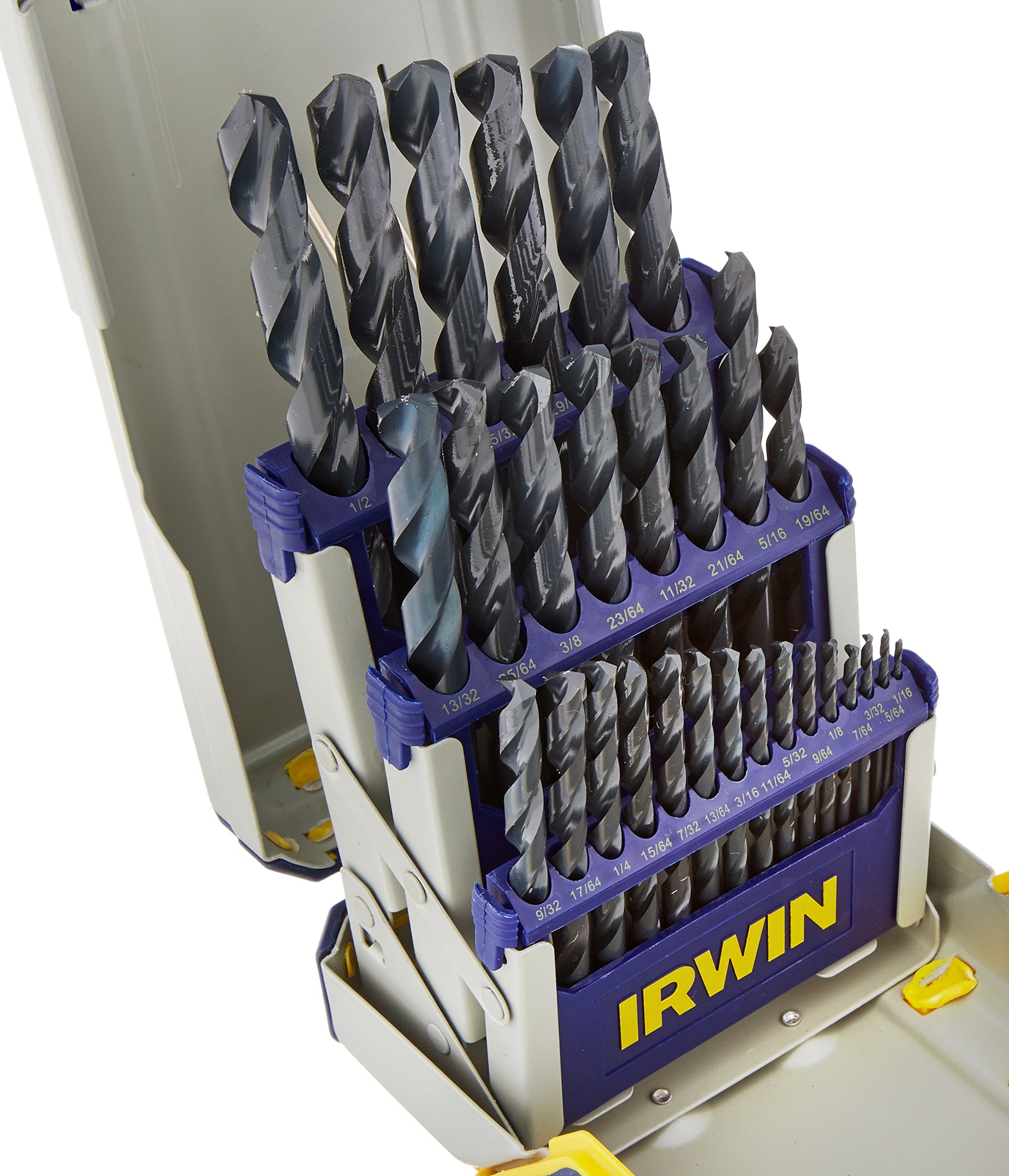 IRWIN Tools 29-Piece Black Oxide Metal Index Drill Bit Set with Case (3018004) - Perfect for Woodworking, Metal Drilling & DIY Home Projects