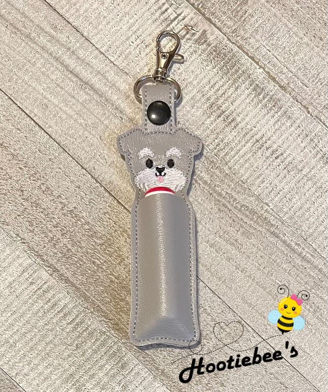 Schnauzer Hand Sanitizer Holder & Lip Balm Holder - Cute Dog-Themed Sanitizer Clip for Purse, Backpack, Keychain - Perfect for Travel, Gym, School, Office Use