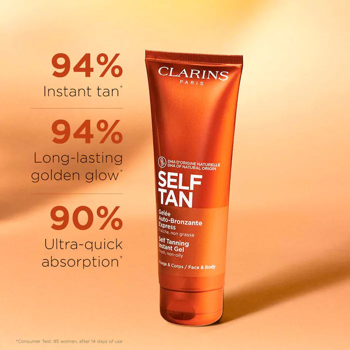 Clarins Self-Tanning Face & Body Tinted Gel - Natural-Looking Autobronceador for Sun-Kissed Glow | Perfect for Beach, Vacation & Everyday Radiance