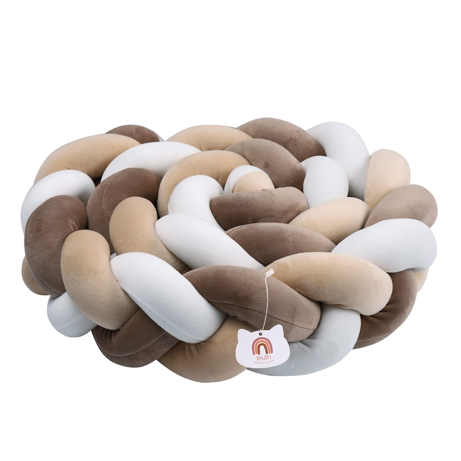 XHJRI Soft Cushion Knot Pillow - Cozy Home Decor & Bed Gap Filler - Plush Throw Pillow for Sofa, Bed, Nursery - Perfect Gift for Boys & Girls (Khaki, Brown, White, 78.7 Inch) - Ideal for Living Room, Bedroom & Nursery Decor