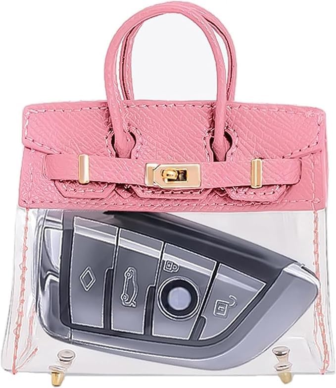 Mini Creative Handbag Design Car Key Holder - Exquisite Transparent Small Keychain Pouch with Universal Buckle for Keys, Wallet & Essentials | Perfect for Women, Gift Giving & Daily Organization