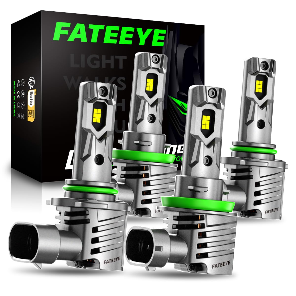 9005 H11 LED Bulbs Combo Pack of 4 - 50,000LM Super Bright 6500K Cool White - Mini Size 1:1 Replacement for H11/H9/H8 9005/HB3 Fog Lights - IP68 Waterproof & Plug and Play - Perfect for Night Driving, Off-Roading & Bad Weather Conditions