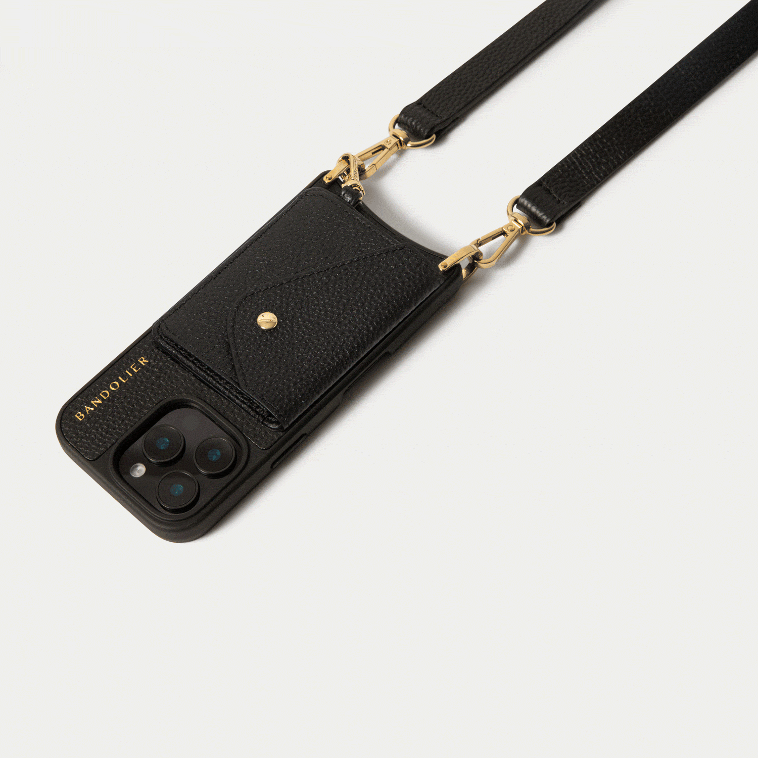 Remi Magnetic Wallet Crossbody Phone Case for iPhone & Android - Slim RFID Blocking Card Holder with Wrist Strap (Black/Gold) - Perfect for Travel, Shopping & Everyday Use