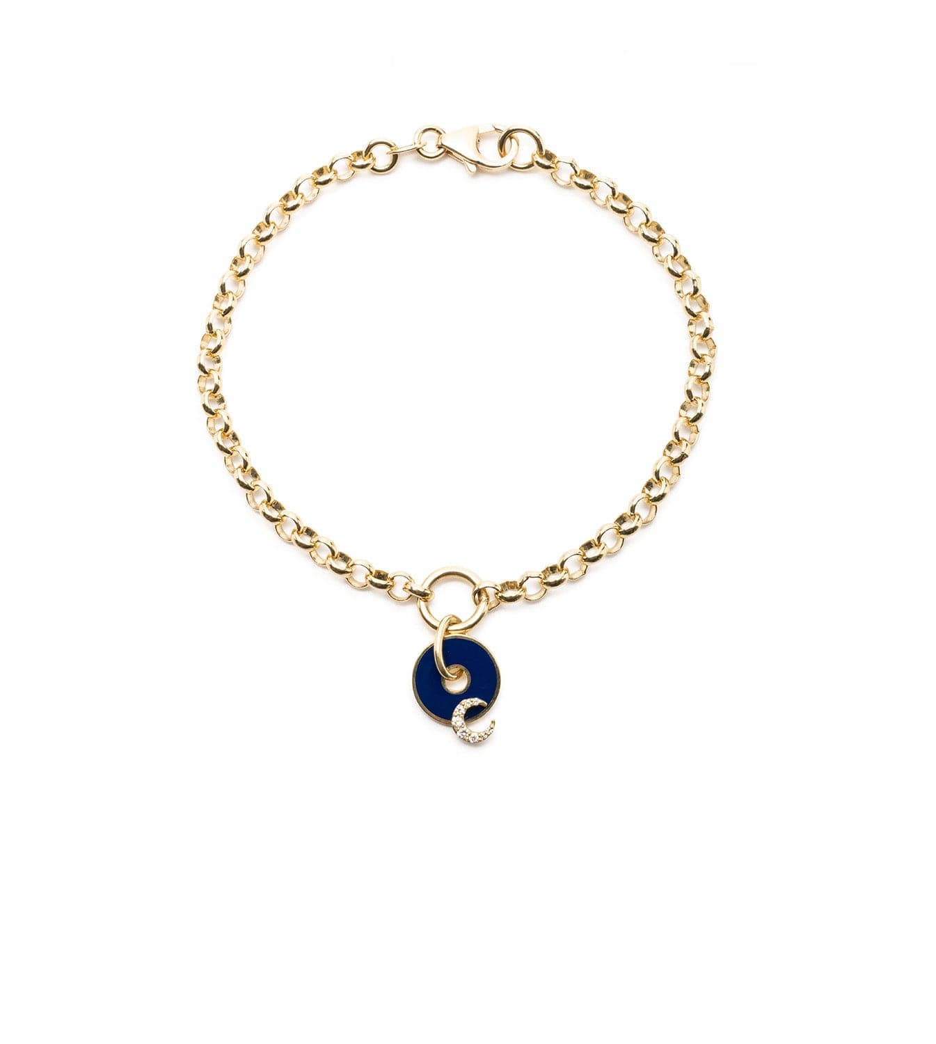 Blue Crescent Karma Medium Belcher Bracelet - Adjustable Bangle for Women, Boho Chic Jewelry for Everyday Wear, Perfect Gift for Her | Yoga, Meditation, Festival & Casual Outfit Accessory