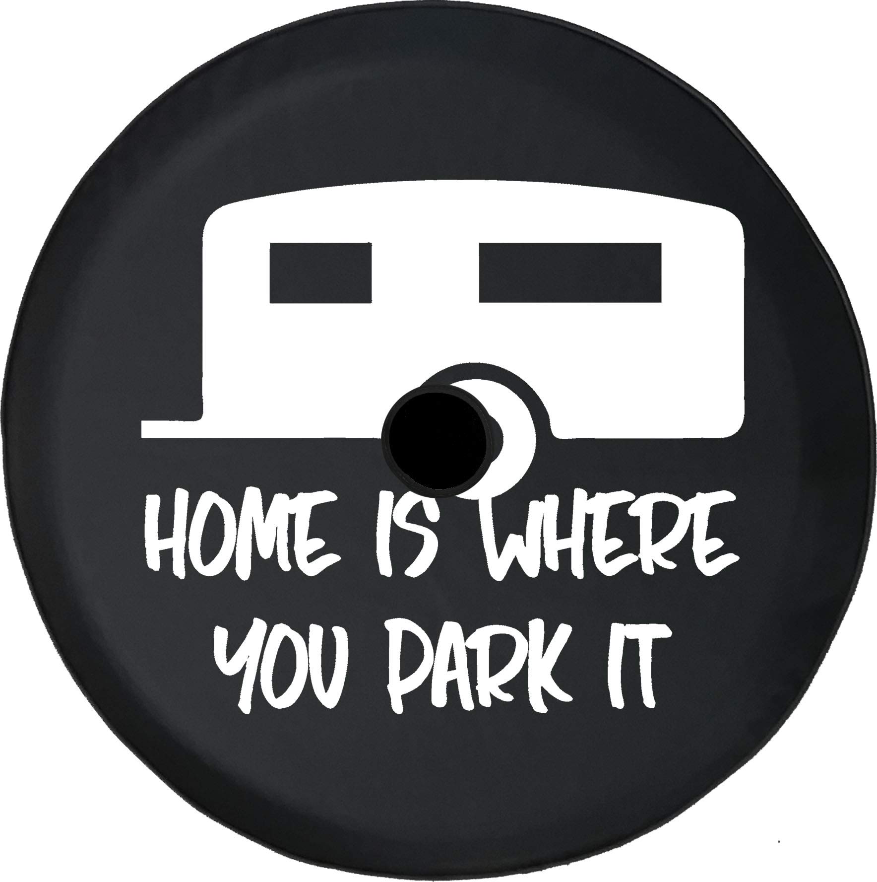 33 Inch Black Tire Cover with Backup Camera Hole - Durable Wheel Protector for Trailers, Trucks, SUVs, Campers & RVs | Perfect for Road Trips, Off-Road Adventures & RV Camping