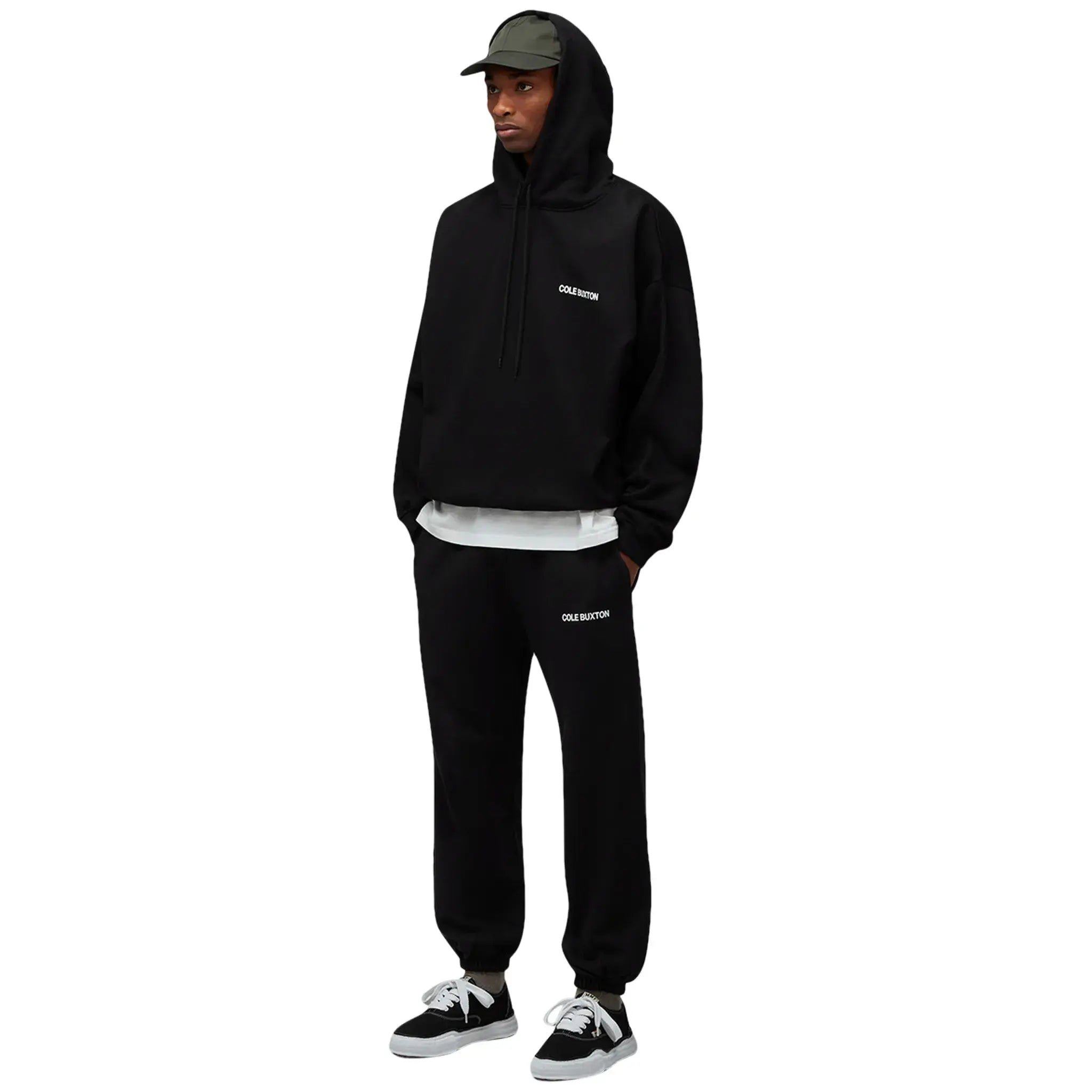 Cole Buxton CB Sportswear Black Hoodie for Men - Premium Cotton Pullover Sweatshirt with Kangaroo Pocket | Gym, Streetwear & Casual Outfit Essential