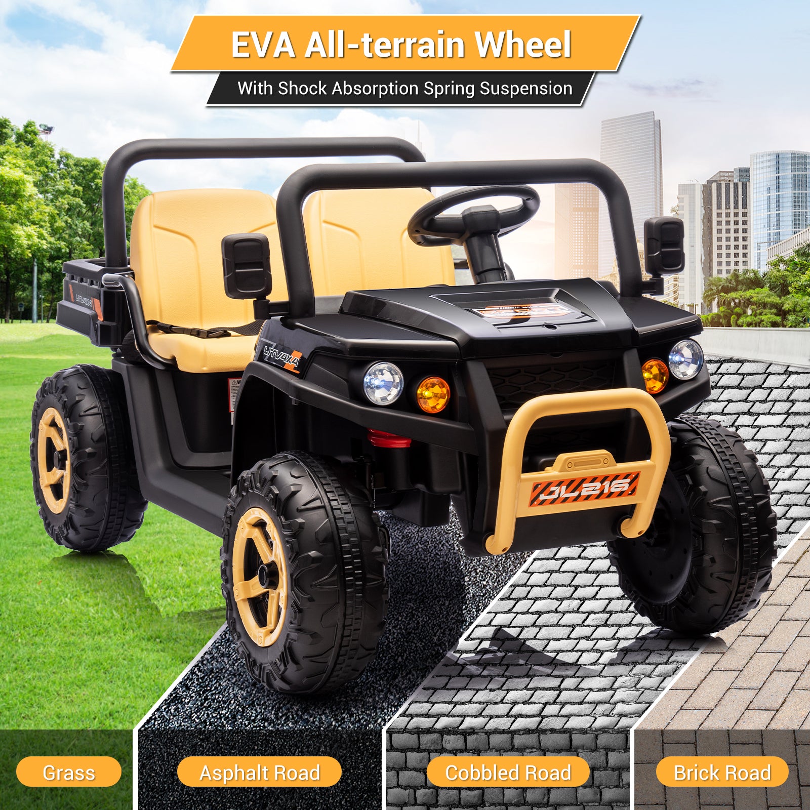GARVEE 24V Electric Ride On Dump Truck for Kids - 2 Seater Battery Powered UTV Toy with 4x35W Motors, Remote Control, Bluetooth, LED Lights & Music - Perfect for Outdoor Play, Birthday Gifts & Backyard Fun (Black)