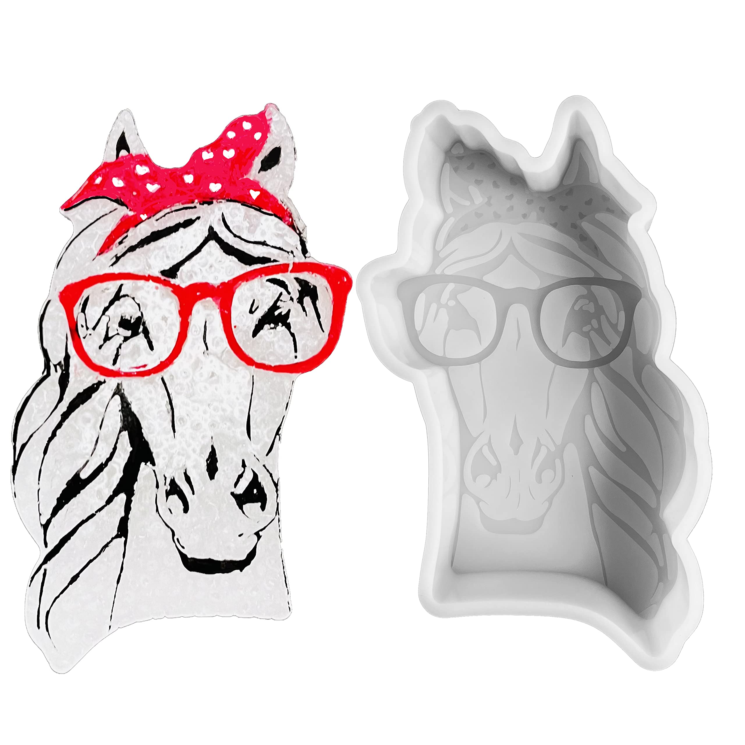 **Horse Silicone Mold for DIY Car Freshies - Oven Safe Bandana Glasses Freshie Molds for Baking, Soap, Resin & Candles - Aroma Beads Crafting for Home & Car Decor**