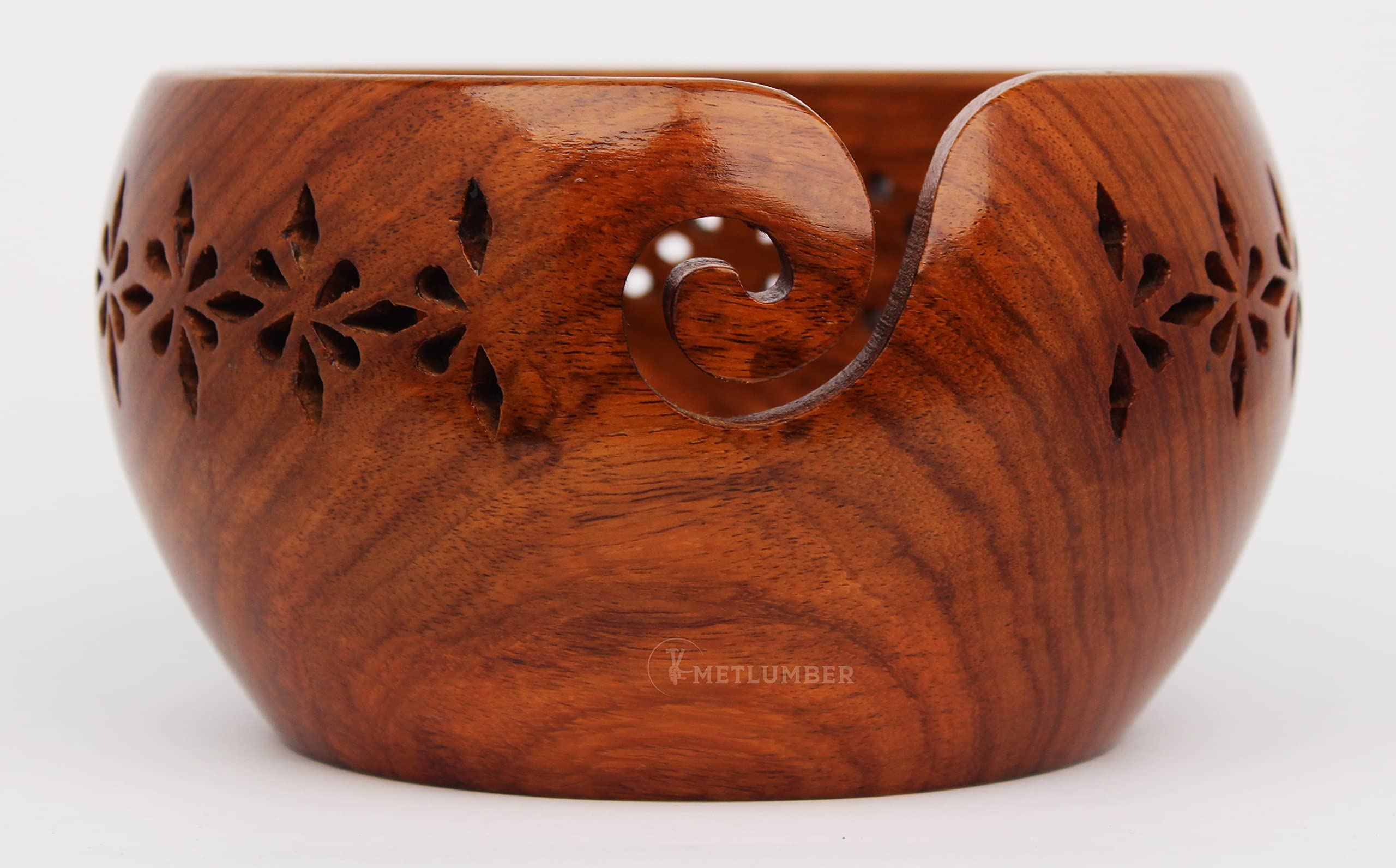 Handcrafted Rosewood Yarn Bowl for Knitting & Crocheting - Premium Wooden Yarn Storage Holder with Smooth Edges for Smooth Yarn Feeding - Perfect for Knitting, Crochet, Weaving & Craft Projects at Home or On-The-Go