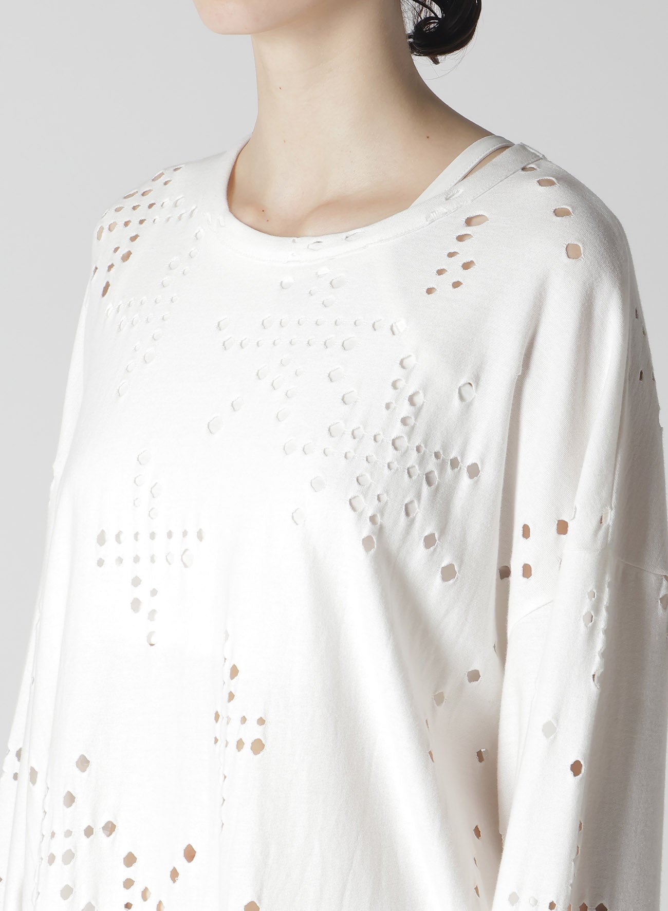 Soft Cotton Jersey Long Sleeve T-Shirt with Unique Hole Design - Oversized Fit for Women - Perfect for Casual Wear, Layering & Street Style Fashion
