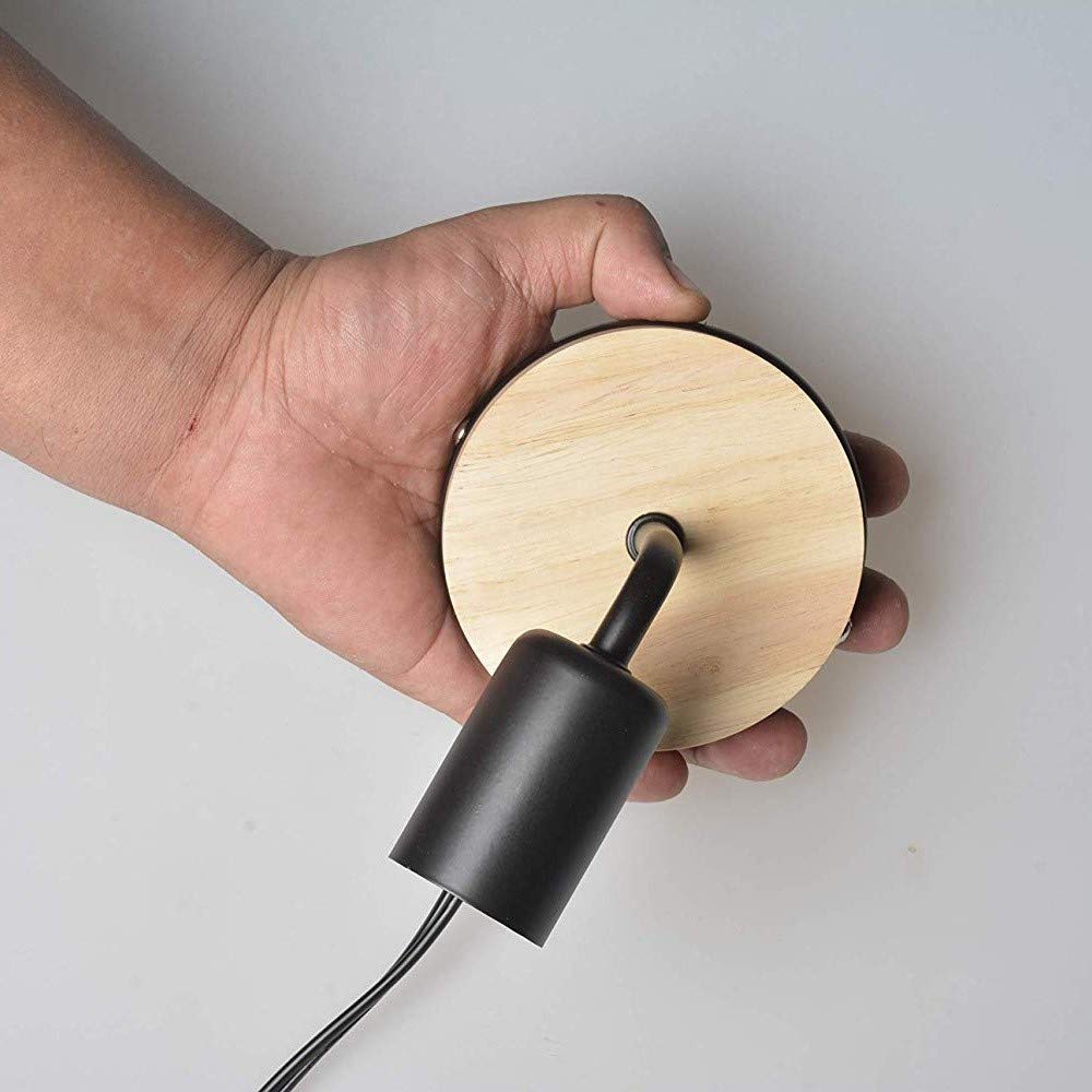 Nordic Style Wooden Wall Sconce with Plug - Minimalist E27 Wall Mounted Light Fixture for Bedroom, Closet & Hallway | Night Reading Lamp & Cozy Ambient Lighting