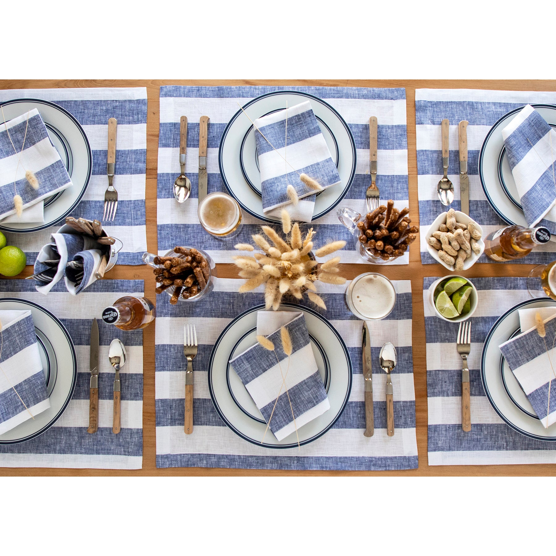 Stylish Cabana Stripe Placemats Set of 4 - Waterproof & Durable Table Mats for Dining, Kitchen, and Outdoor Entertaining