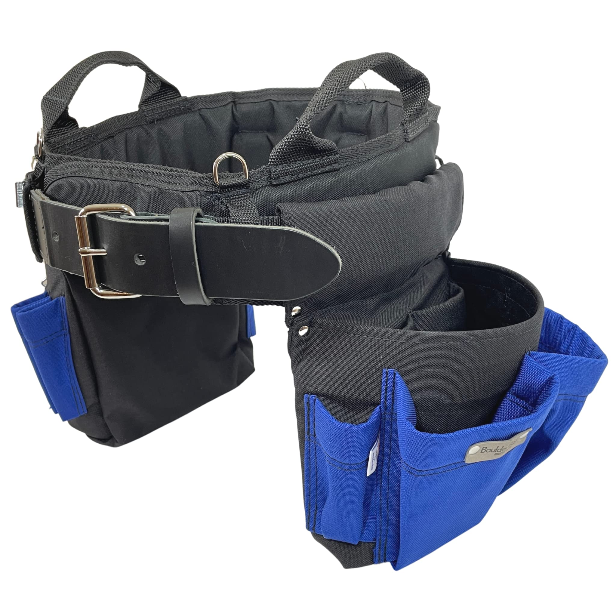 BOULDER BAG Professional Electrician's MAX Combo Tool Belt with Comfort Back Support - Heavy Duty Leather Belt Buckle Work Belt for Electricians (Blue, 2XL 43-48 Inch Waist) - Made in USA - Perfect for Construction, Wiring & Home Improvement Projects