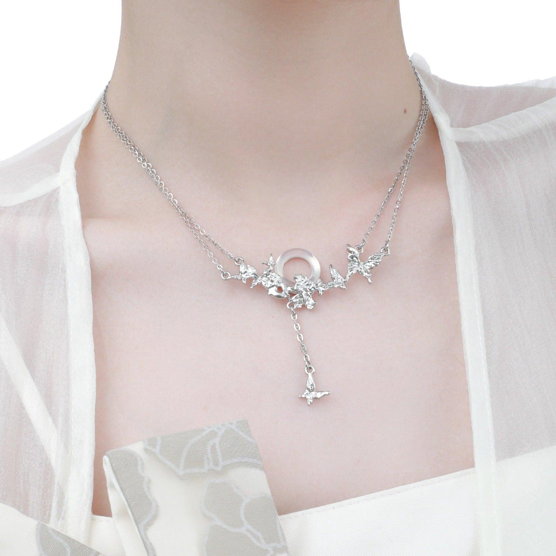 Whiterfly S925 Sterling Silver 24K Gold Plated White Chalcedony Pendant Necklace for Women - Elegant Jewelry Gift for Birthday, Anniversary & Special Occasions