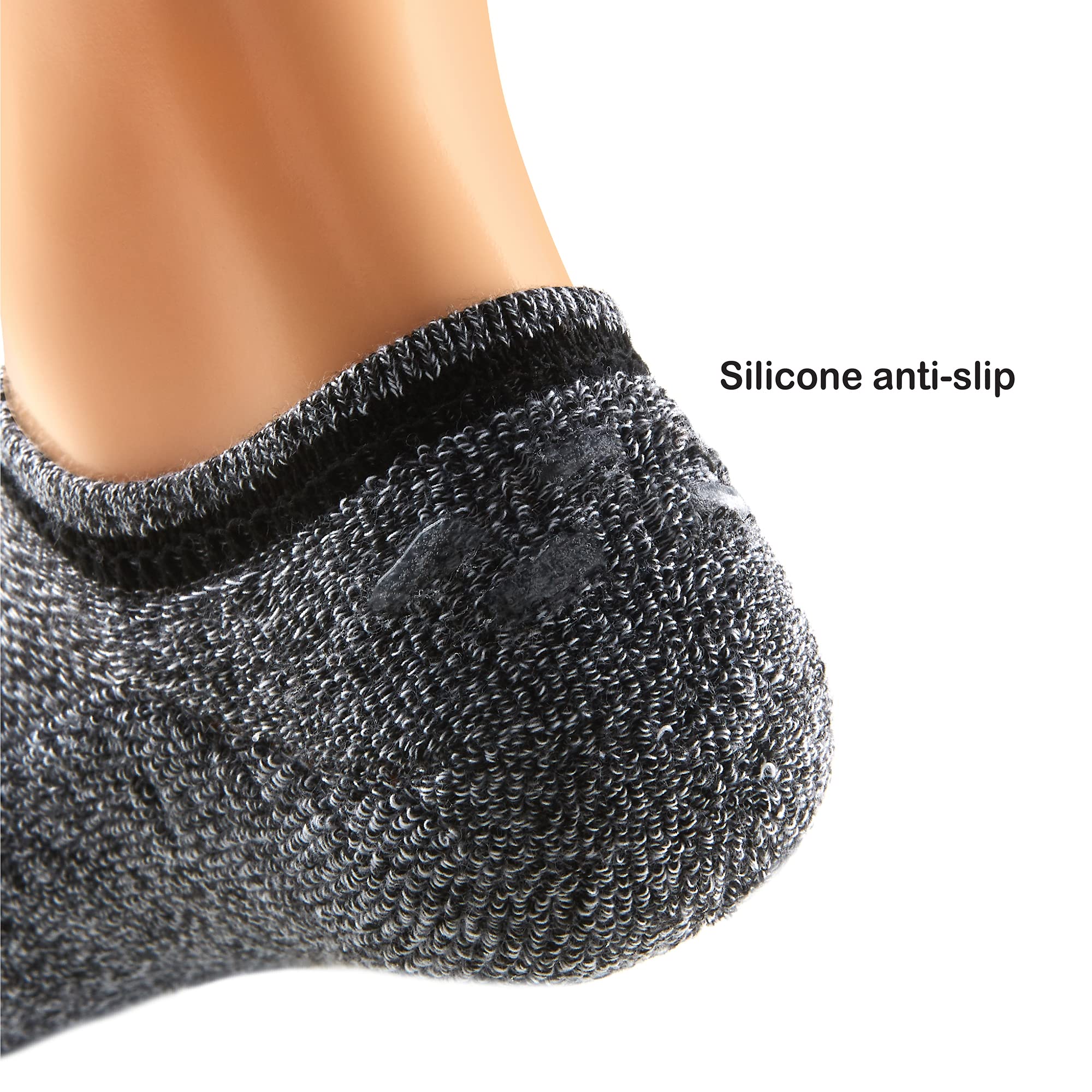 MONFOOT Men's/Women's 5 Pairs Cushion No Show Non-Slip Socks Multipack - Breathable Invisible Liner Socks for Running, Sneakers & Casual Wear