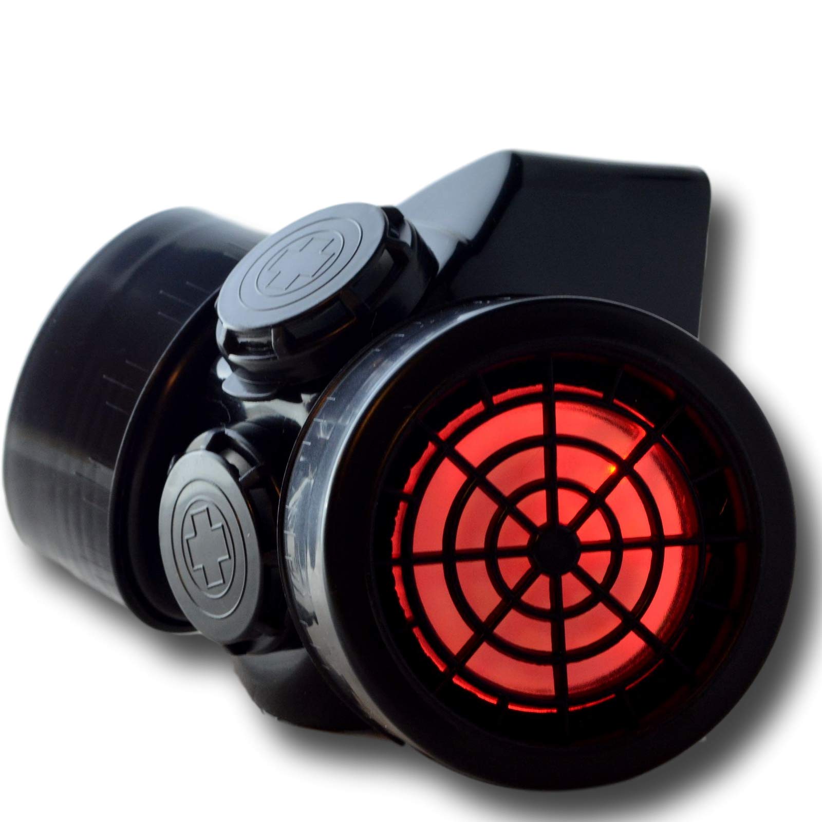 Steampunk LED Gas Mask for Men - Adjustable Black Frame with Red Lights & Dust Filters - Perfect for Cosplay, Halloween, and Cyberpunk Themed Events