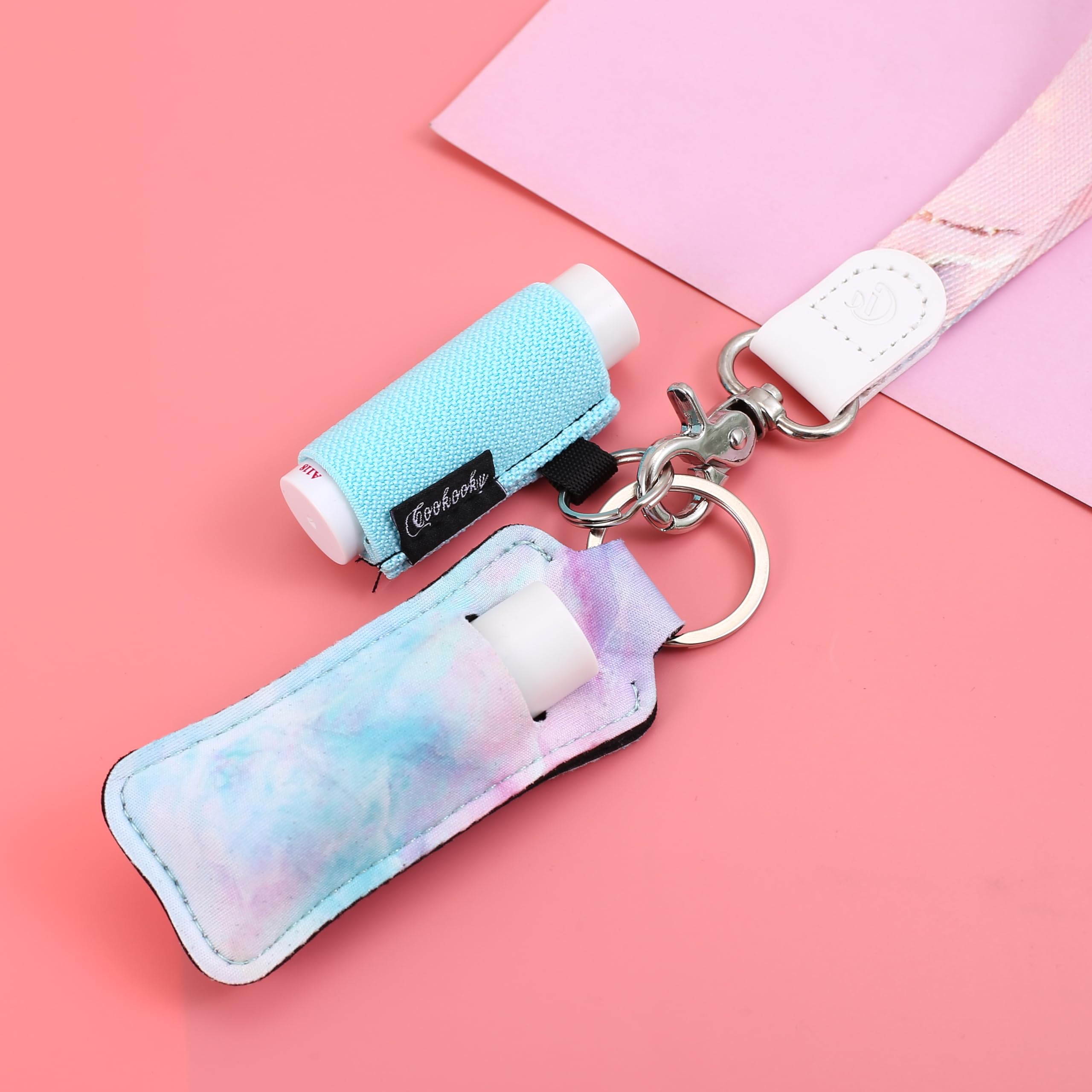 Cute COOKOOKY Lip Balm Keychain Holder with Clip - Portable Chapstick Holder for Keys, Purse & Backpack - Perfect for Outdoor Activities, Travel & Daily Use