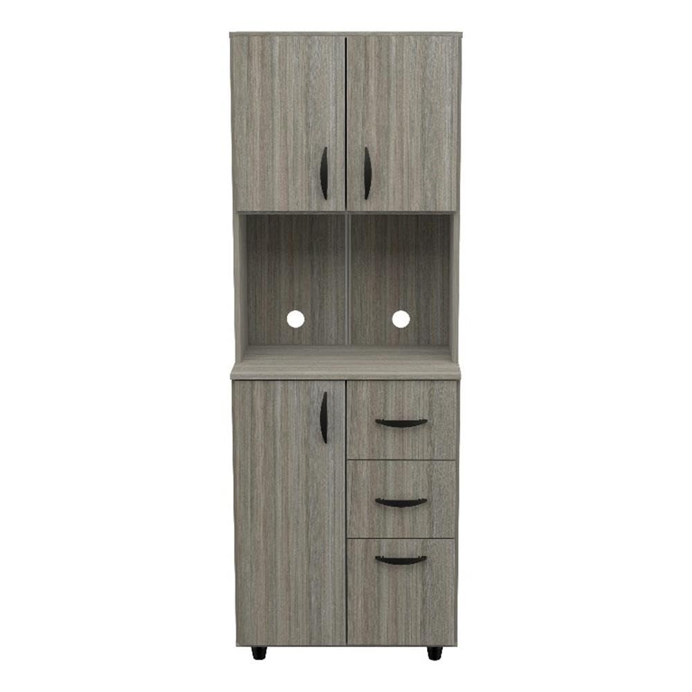 3-Tier Microwave Storage Cabinet with 4 Shelves & 3 Drawers - 66.1