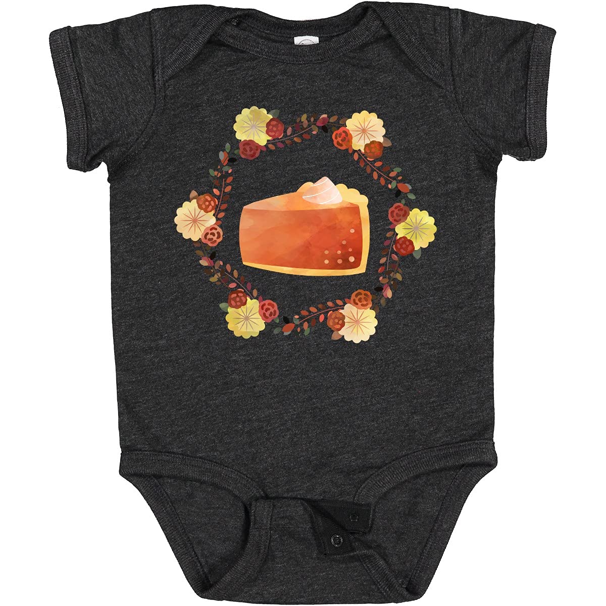 Inktastic Pumpkin Pie and Floral Wreath Baby Bodysuit - Cute Thanksgiving Outfit for Infants, Soft Cotton Onesie for Newborns & Toddlers - Perfect for Family Photos, Holiday Gatherings, and Special Occasions