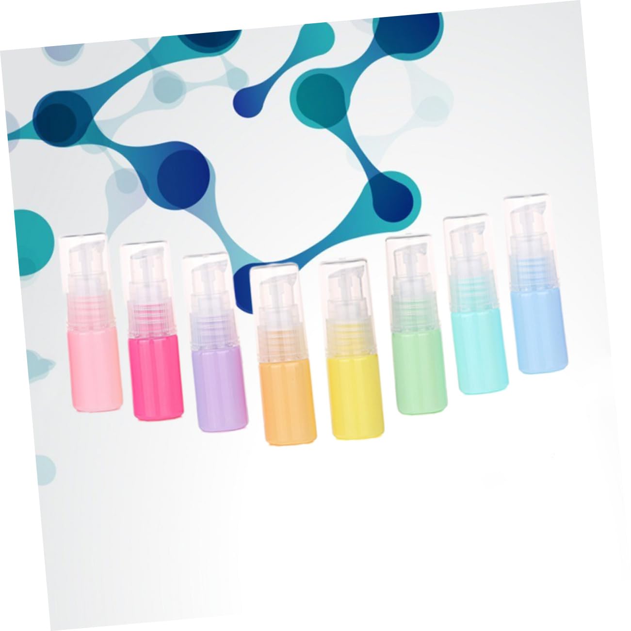 FRCOLOR Set of 8 Pressure Pump Emulsion Bottles - 10ml Plastic Lotion Sample Containers with Smooth Finish | Perfect for Travel, Cosmetic Samples & DIY Beauty Products