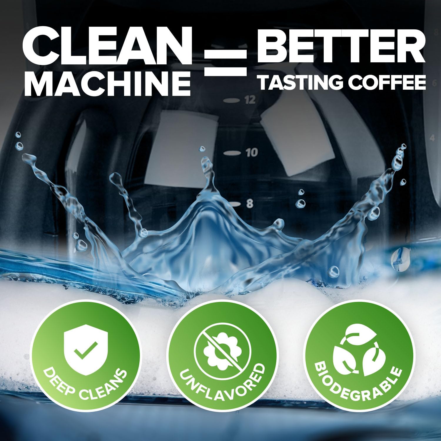 Premium Coffee Maker Cleaner & Descaler Tablets - 12 Uses for Keurig, Ninja, Nespresso & More | Fast Descaling Solution for Coffee Pots & Espresso Machines | Keeps Your Coffee Tasting Fresh - Perfect for Home & Office Use