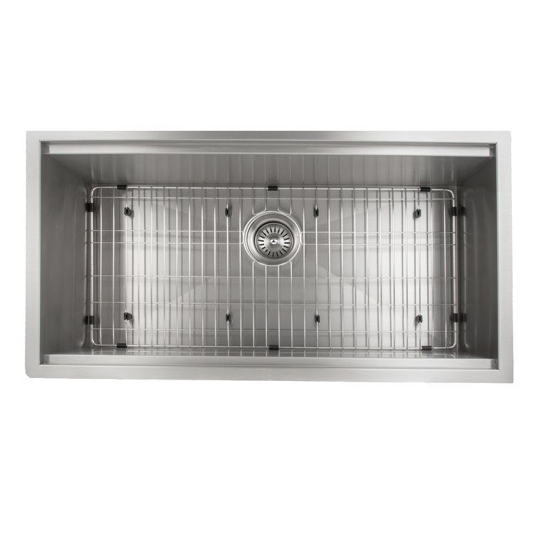 ZLINE Garmisch 33-inch Undermount Single Bowl Stainless Steel Kitchen Sink with Bottom Grid & Accessories (SLS 33) - Perfect for Modern Kitchens, Restaurant Prep & Heavy-Duty Cooking
