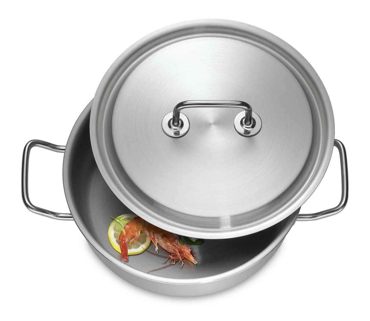 Premium Stainless Steel Stewing Pot with Lid - 12.6 x 29.4 x 33.8 cm, Silver - Brigade 0415500622 - Perfect for Slow Cooking, Soups, and Family Meals