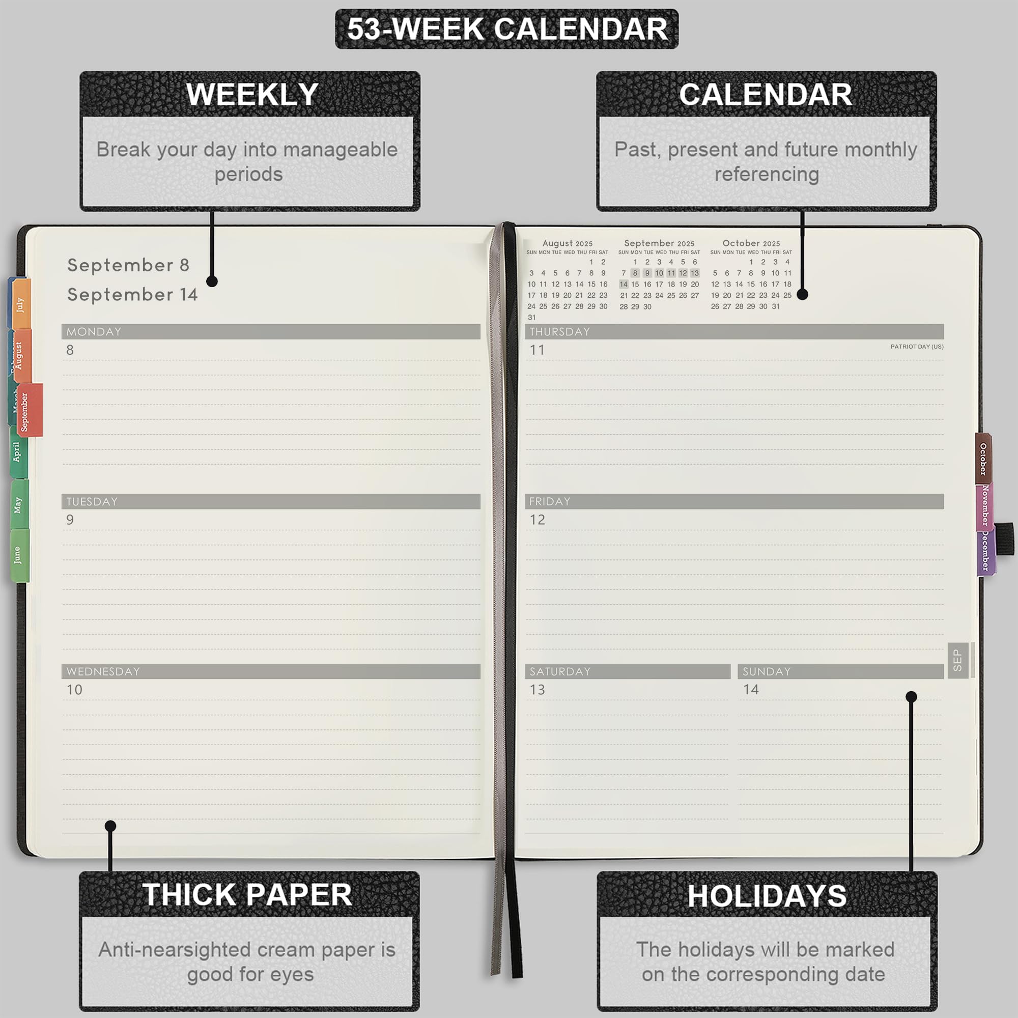 2025-2026 Academic Planner - July 2025 to June 2026 Weekly & Monthly Organizer with Leather Cover, Thick Paper & Back Pocket | 8.5