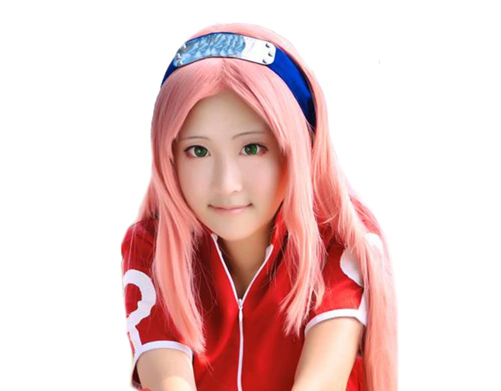 King Ma Haruno Cosplay Sakura Girl Synthetic Hair Wig - Anime Naruto Costume Accessory for Halloween & Cosplay Events