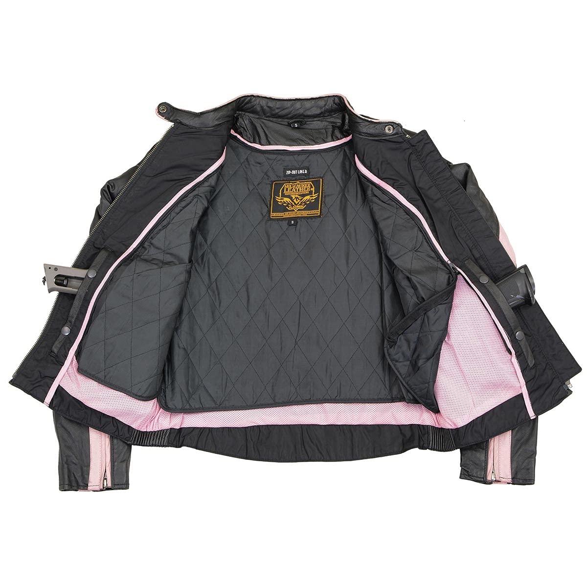 Milwaukee Leather ML1952 Women's Black Embroidered Wing & Stud Design Leather Scooter Jacket | Motorcycle Riding, Biker Fashion, Casual Outerwear