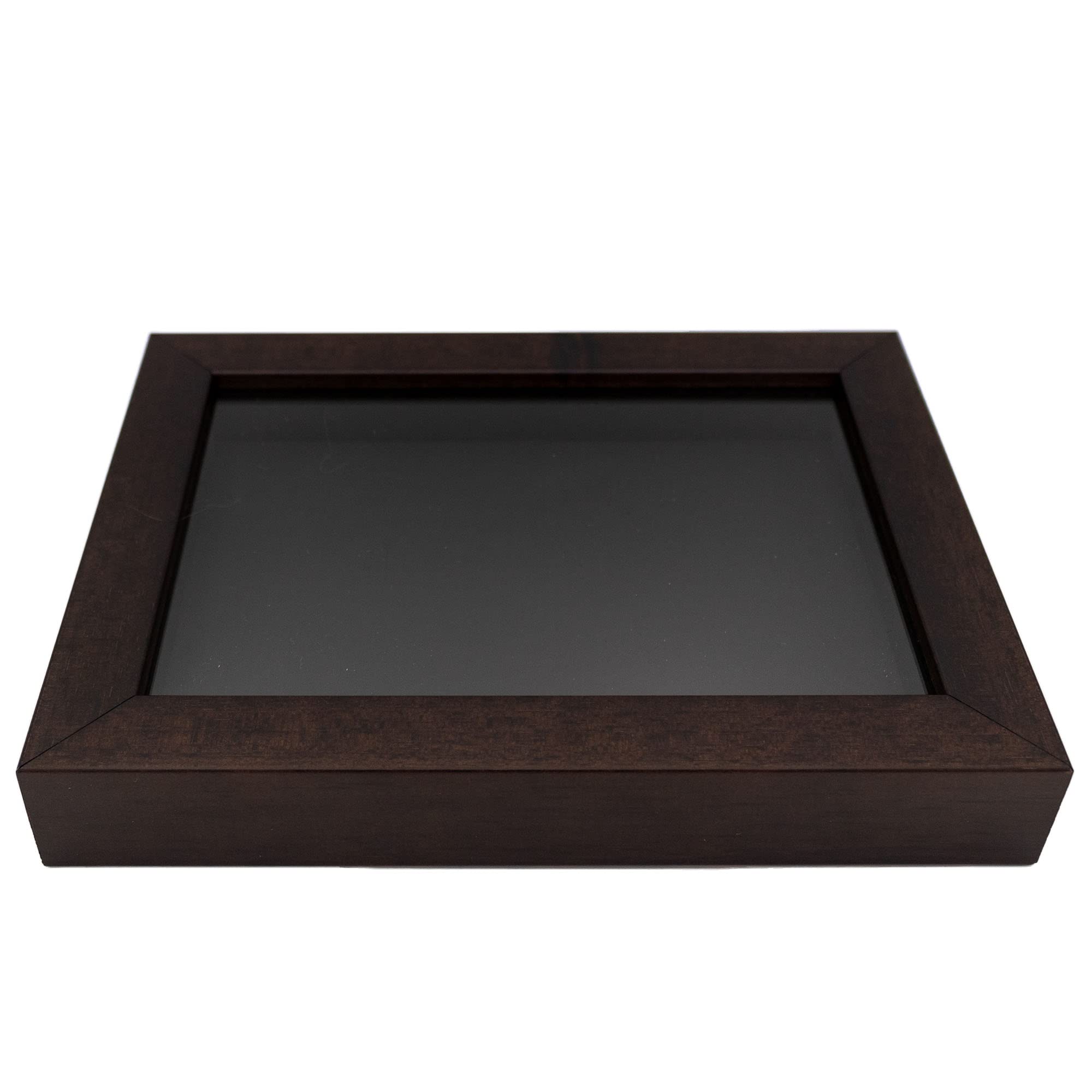 Dark Brown 13x34 Wood Shadow Box Display Frame with Black Acid-Free Backing & UV Protective Acrylic - 3/4