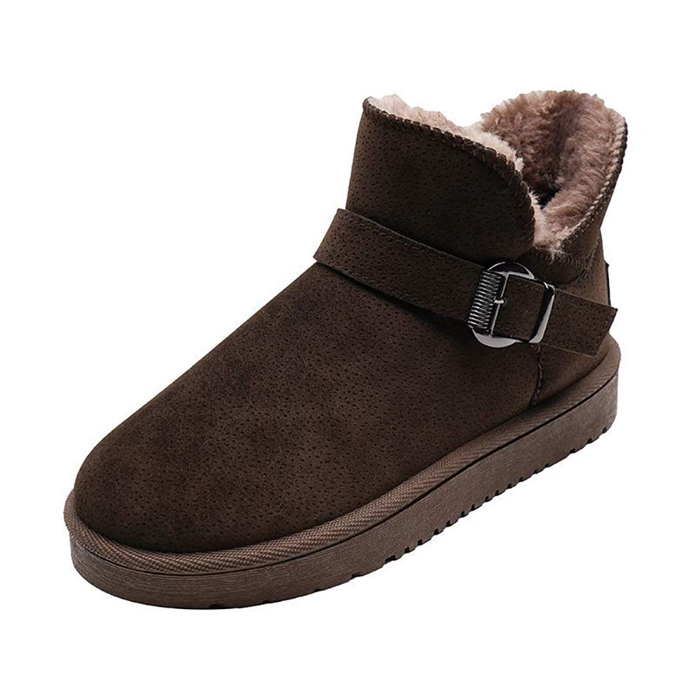 XINDONG Women's Warm Fur Lined Winter Snow Boots - Waterproof Ankle Boots for Outdoor Activities | Comfortable Non-Slip Shoes for Women (Brown, Size 36) - Perfect for Snowy Days, Hiking & Winter Fashion