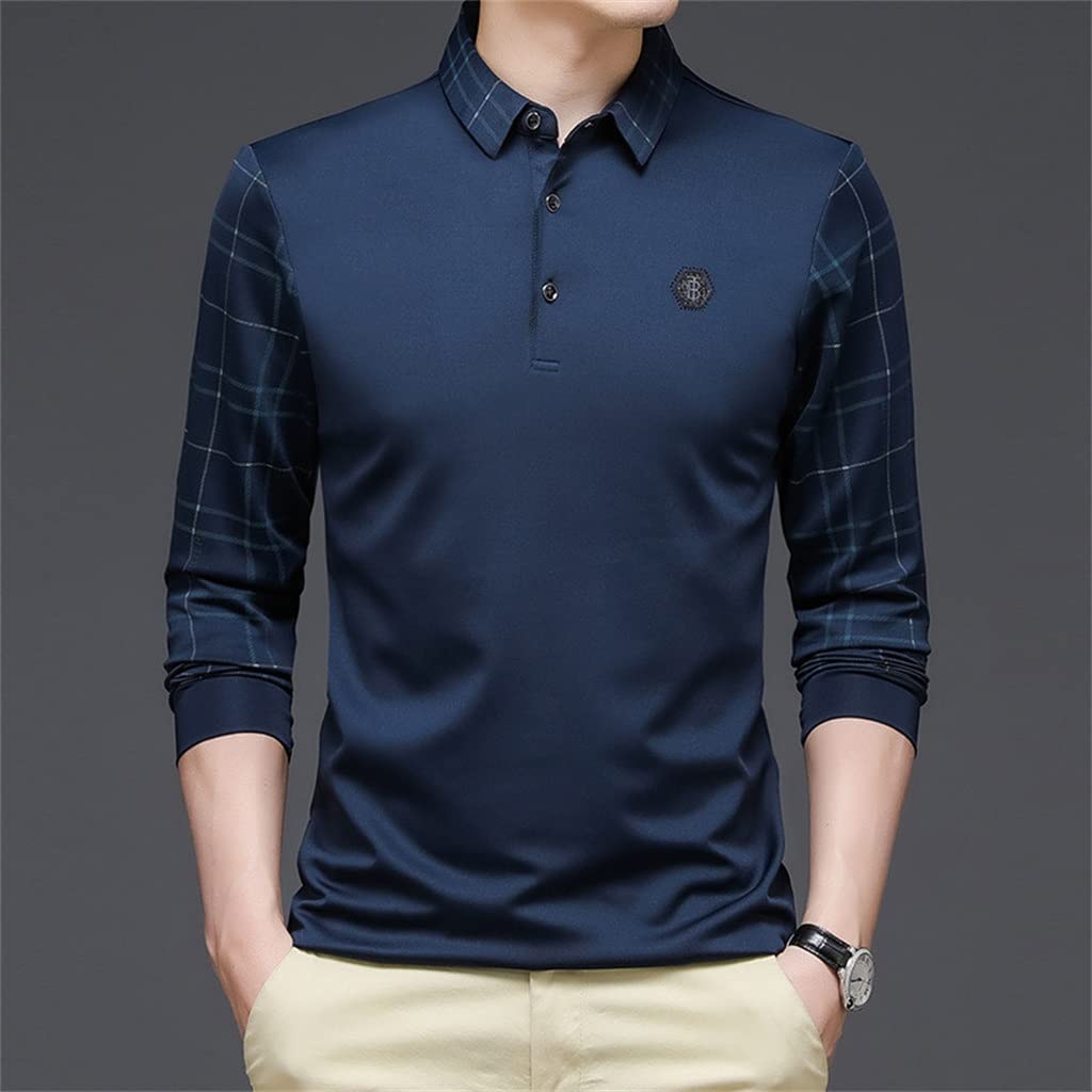 MMLLZEL Men's Slim Fit Long Sleeve Button Down Shirt | Korean Style Solid Color Casual Dress Shirt for Men | Perfect for Office, Business, Dating & Formal Occasions (Color: A, Size: X-Large)